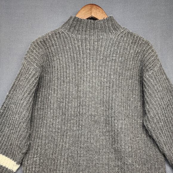 Eddie Bauer Sweater Mens Small EBTEK Wool Blend Grey Black Vintage Hong Kong 90s - Picture 10 of 13